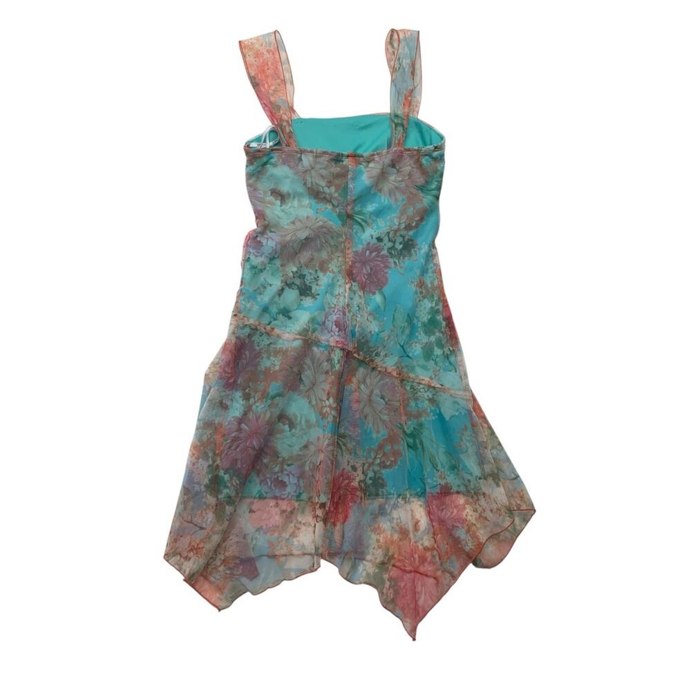 XoXo size medium y2k fairy Floral Aqua Summer Dress mini Ribbon Tie girl brat - Picture 12 of 12